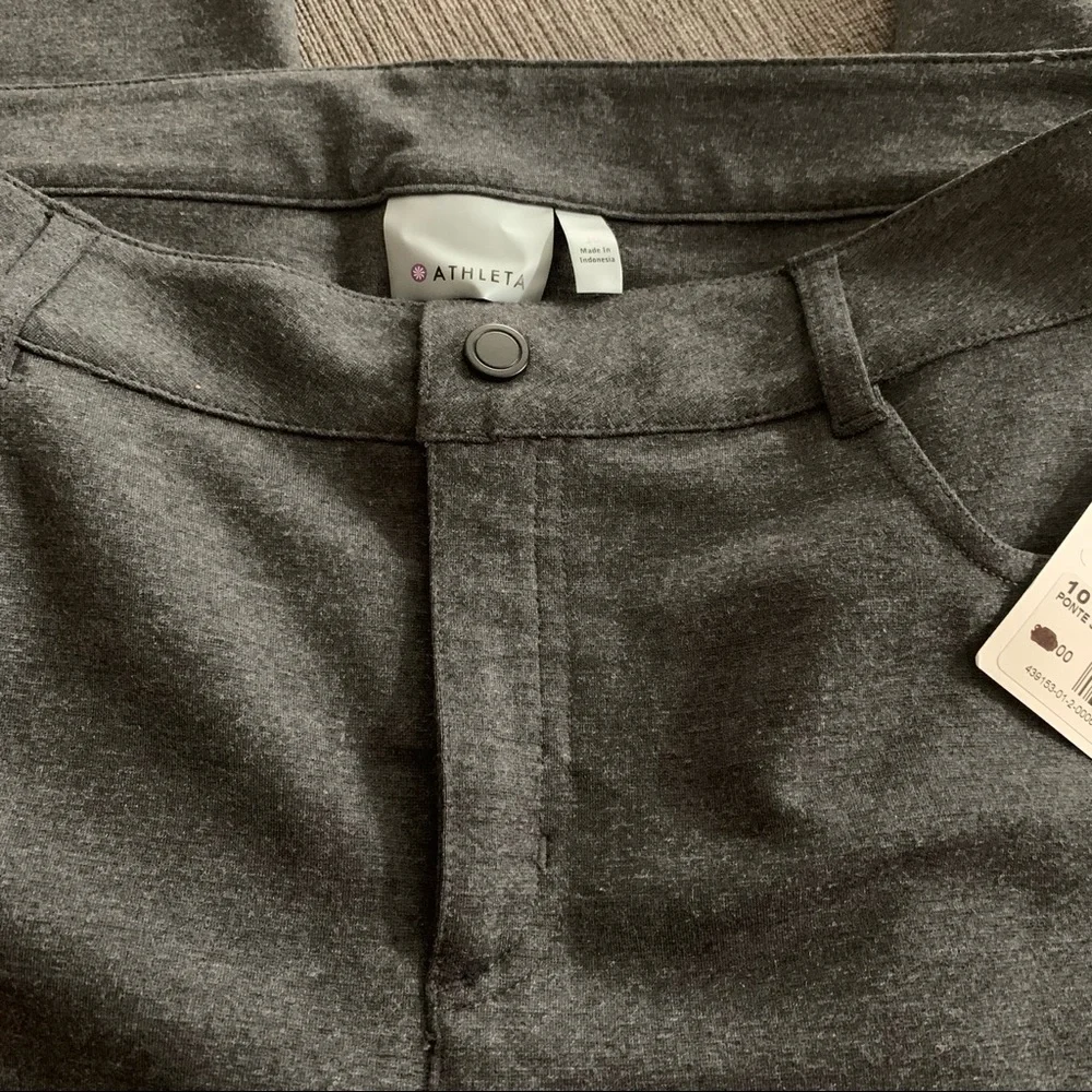 NWT ATHLETA Charcoal Grey Ponte Skinny Pant Sz 10